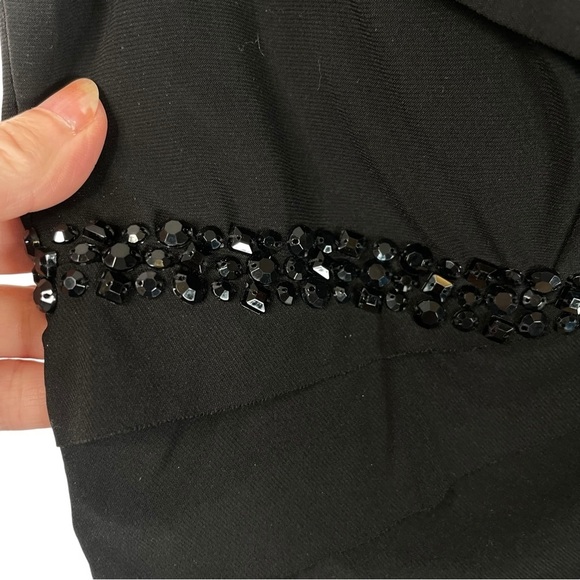 Alex Evenings Womens Black Beaded Cocktail Dress Size 10 Shutter Pleated V-Neck - Picture 7 of 16